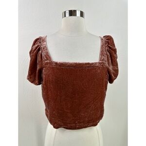 Madewell Suede Square Neck Balloon Sleeves Top